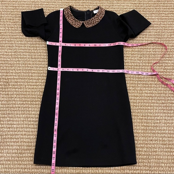 Sandro Black Dress with Leopard Peter Pan Collar 1 - Picture 4 of 7